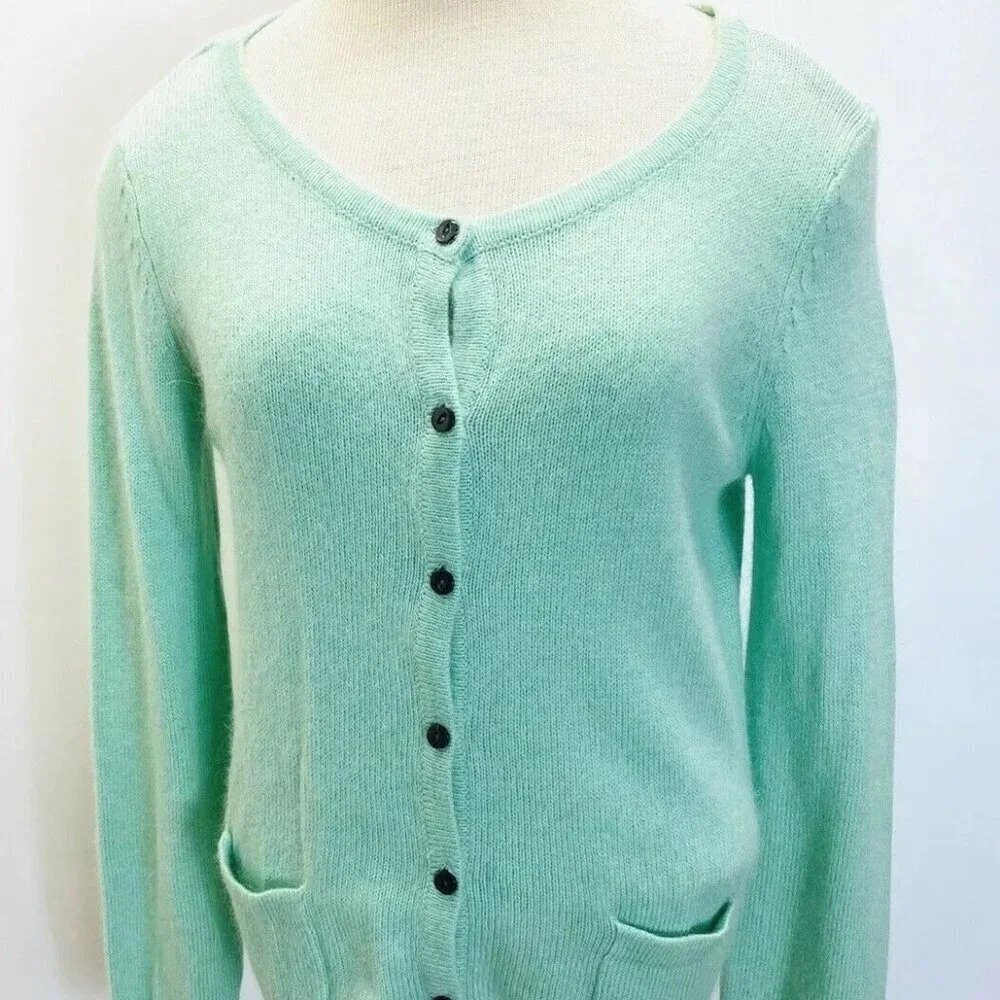 NWT H&M BASIC Women Long Sleeve Open Front Green Casual Cardigan Sweater Small - Picture 1 of 12